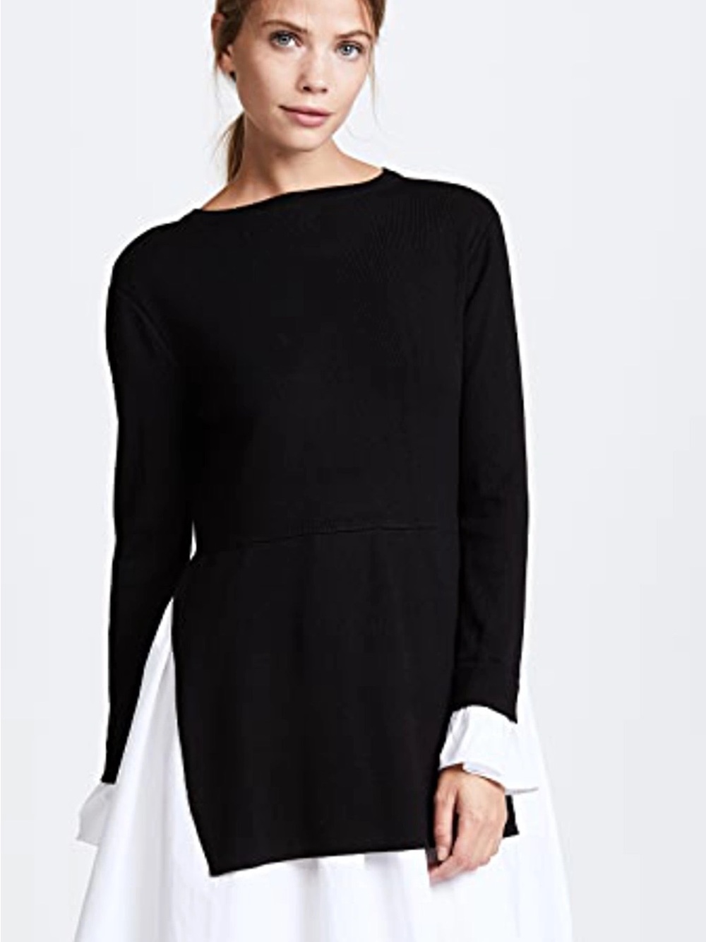 NWT English Factory combo knit poplin dress black white Medium - Picture 6 of 15